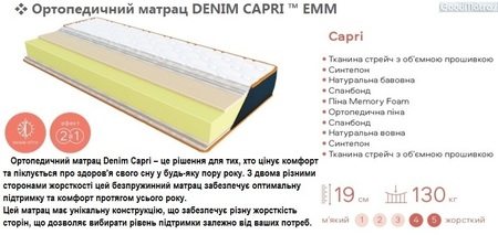 ◇ Купить матрас Denim CAPRI / КАПРИ ™ ЕММ ➤《АКЦИЯ》...☎...