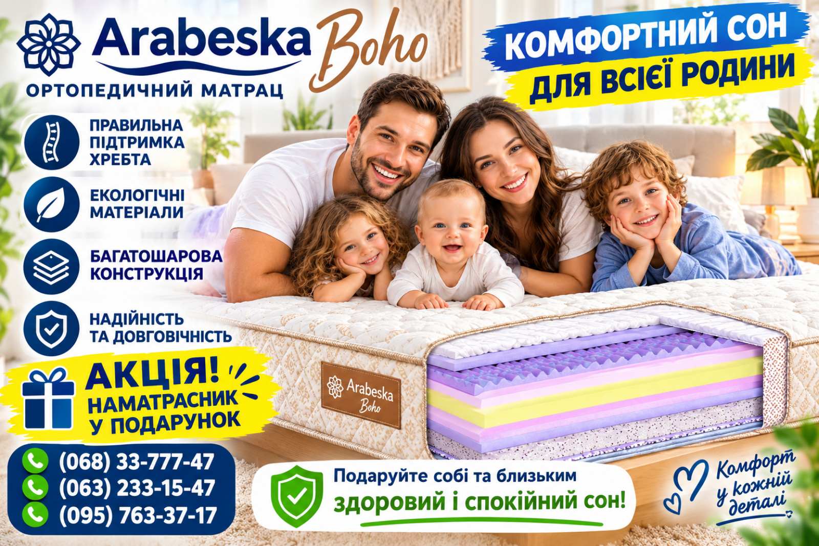 Анатомический матрас Arabeska Boho Pro от лидера рынка ЕММ представляет собой ➡ высокотехнологичное решение для комфортного и здорового сна. Данная беспружинная модель высотой 20 см базируется на инновационной пене Seven-Z foam, разделенной на семь функциональных зон поддержки. Изделие выдерживает нагрузку до 150 кг, гарантируя правильное положение позвоночника. Премиальный чехол Floral Deluxe и формат скрутки в рулон делают покупку этого матраса максимально практичной.