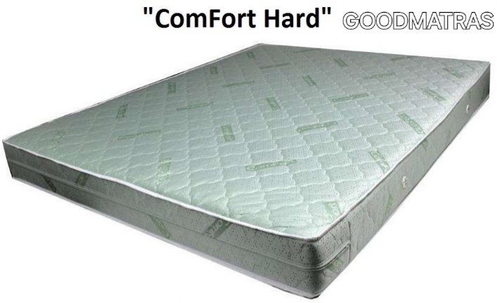 Ортопедический матрас ComFort HARD / КомФорт ХАРД Акция на кровать ➱ представляет собой прочность и надежность для ежедневного использования. Благодаря усовершенствованному пружинному блоку с высокой плотностью элементов конструкция обеспечивает стабильную поддержку тела и равномерное растяжение позвоночника. Высокий уровень жесткости делает модель идеальным вариантом для тех, кто заботится о правильной осанке или имеет большой вес. Использование плотного термовойлока позволяет значительно продлить срок эксплуатации, защищая наполнитель от механических повреждений. Износостойкий жаккардовый чехол способствует активному воздухообмену, что гарантирует свежесть во время сна. Это рациональное сочетание выносливости и современных технологий создает оптимальные условия для восстановления сил.