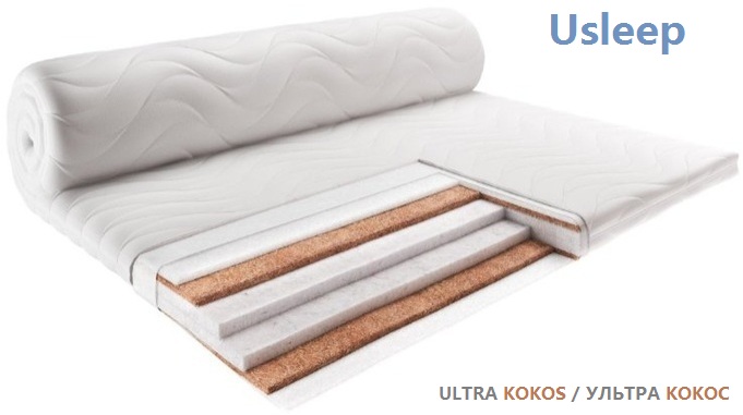 Матрац-топпер ULTRA KOKOS Usleep - практичне рішення для покращення спального місця без зайвих витрат. Кокосова койра забезпечує підвищену жорсткість та правильну підтримку хребта під час сну. Топпер ефективно вирівнює поверхню дивана чи матраца, усуваючи нерівності та підвищуючи комфорт. Гіпоалергенні матеріали безпечні для здоров'я, а хороша вентиляція підтримує свіжість та комфорт у будь-яку пору року.